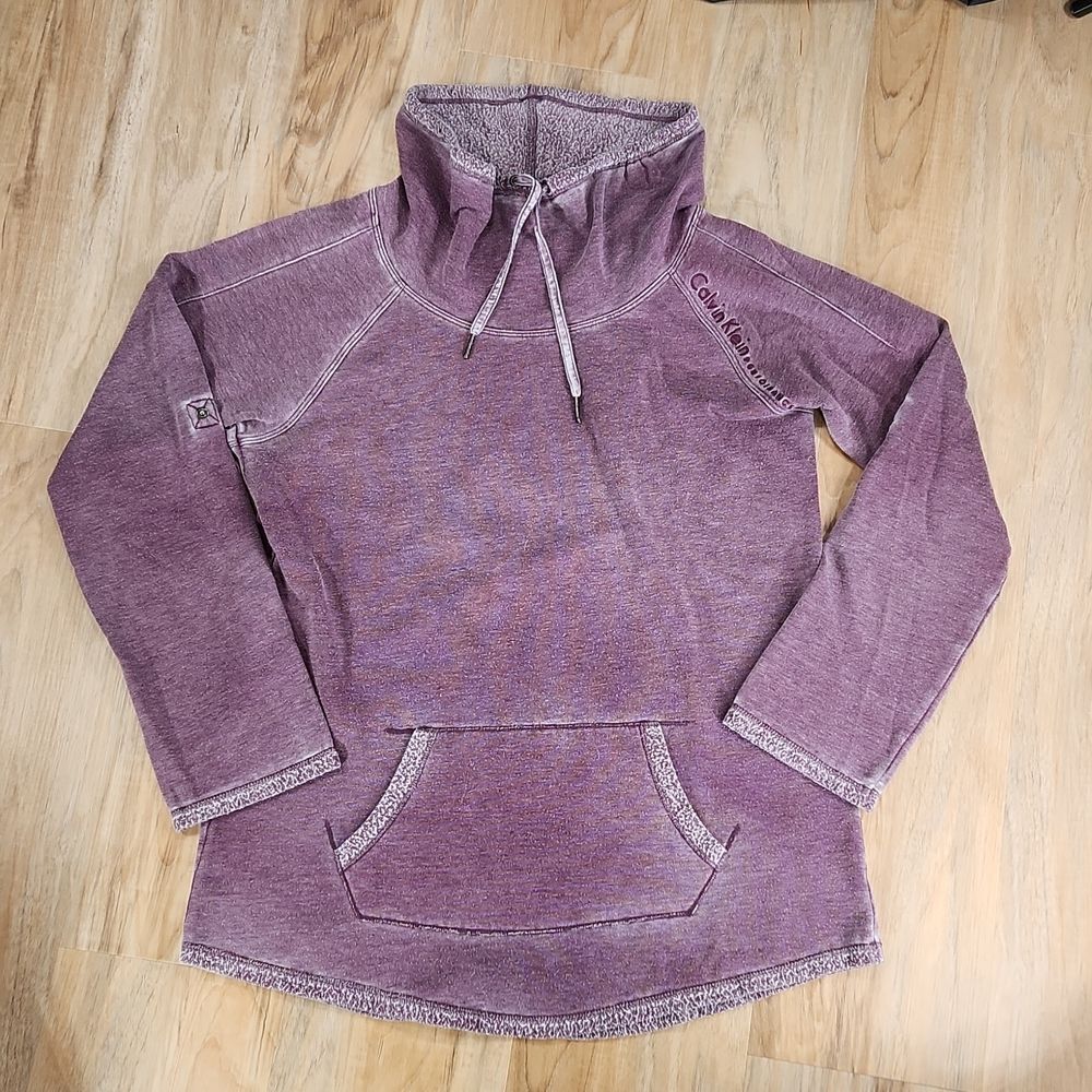 🔹️Calvin Klein Performance Purple Distressed Tied Cowl Neck Sweatshirt Medium